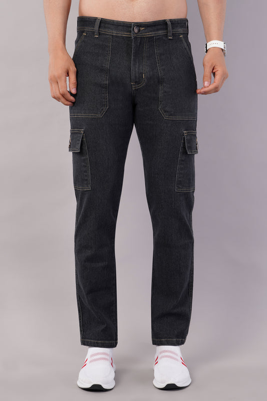 Men's Denim Cargo Jeans ( 6011_Dark-Grey )