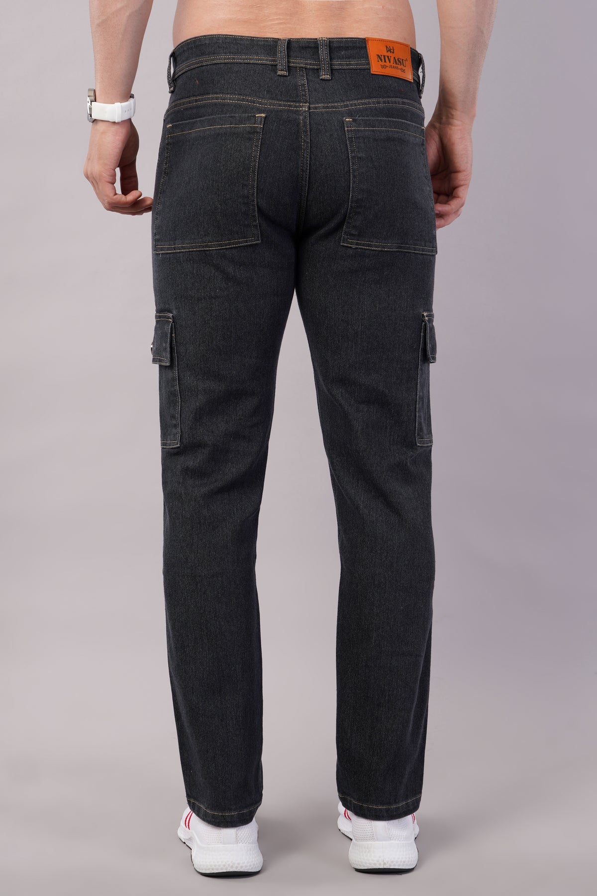 Men's Denim Cargo Jeans ( 6011_Dark-Grey )