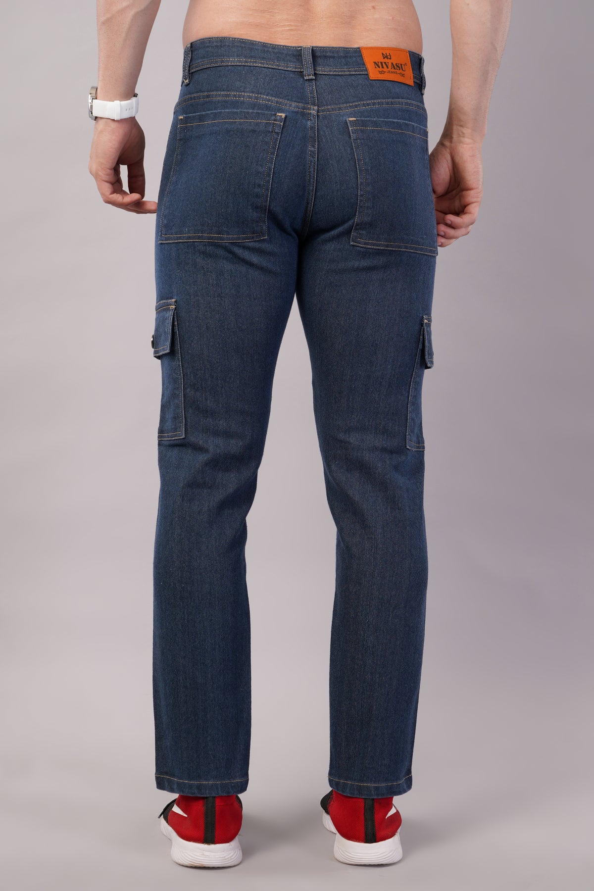 Men's Denim Cargo Jeans ( 6012_Grey_Blue )
