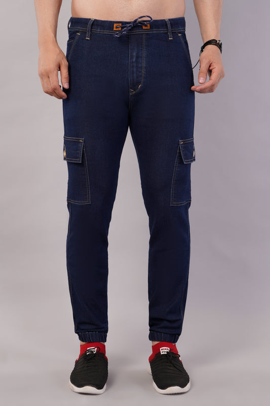 Men's Denim Cargo Jogger ( 3015_Hard-Blu)