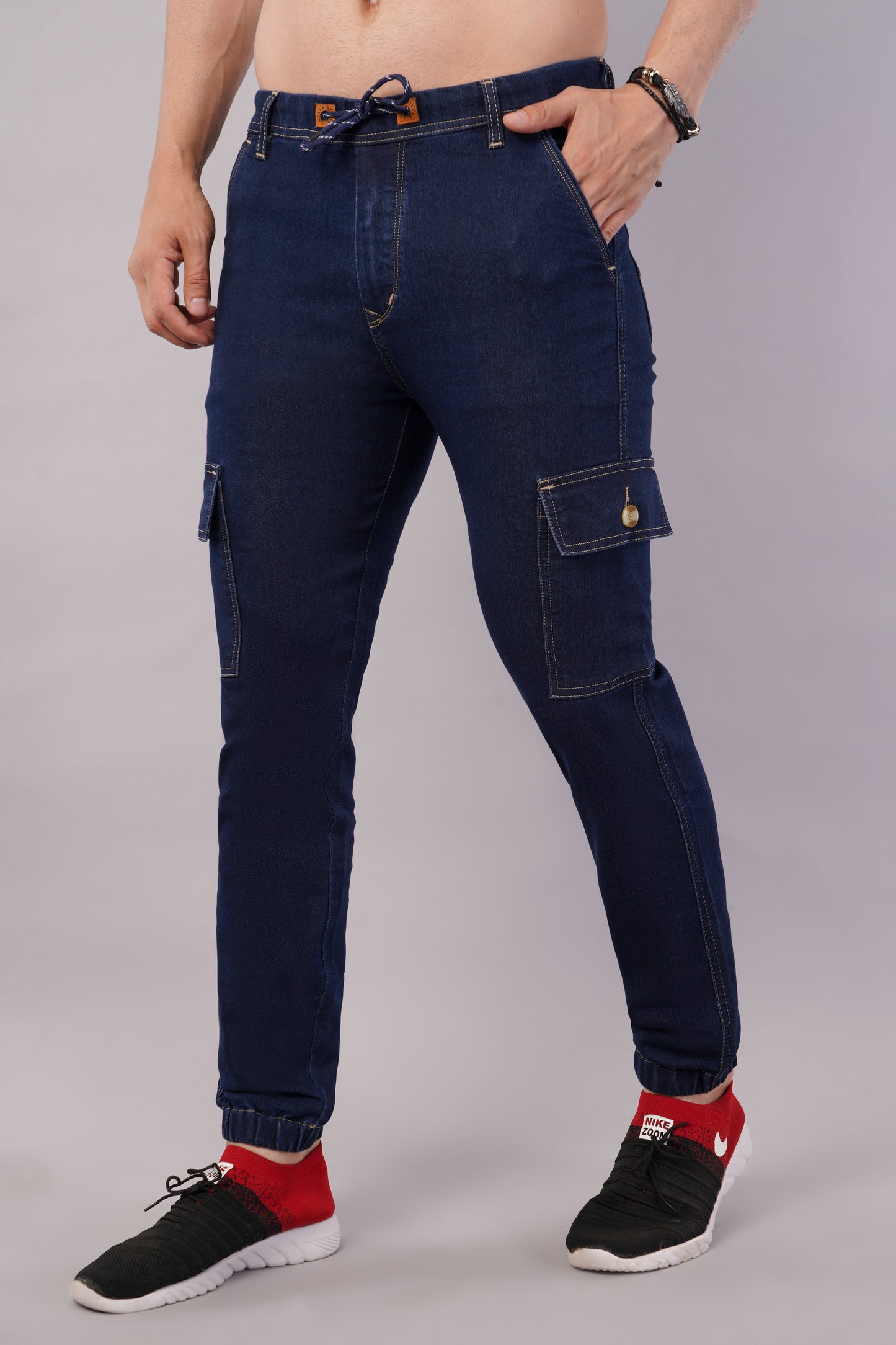 Men's Denim Cargo Jogger ( 3015_Hard-Blu)