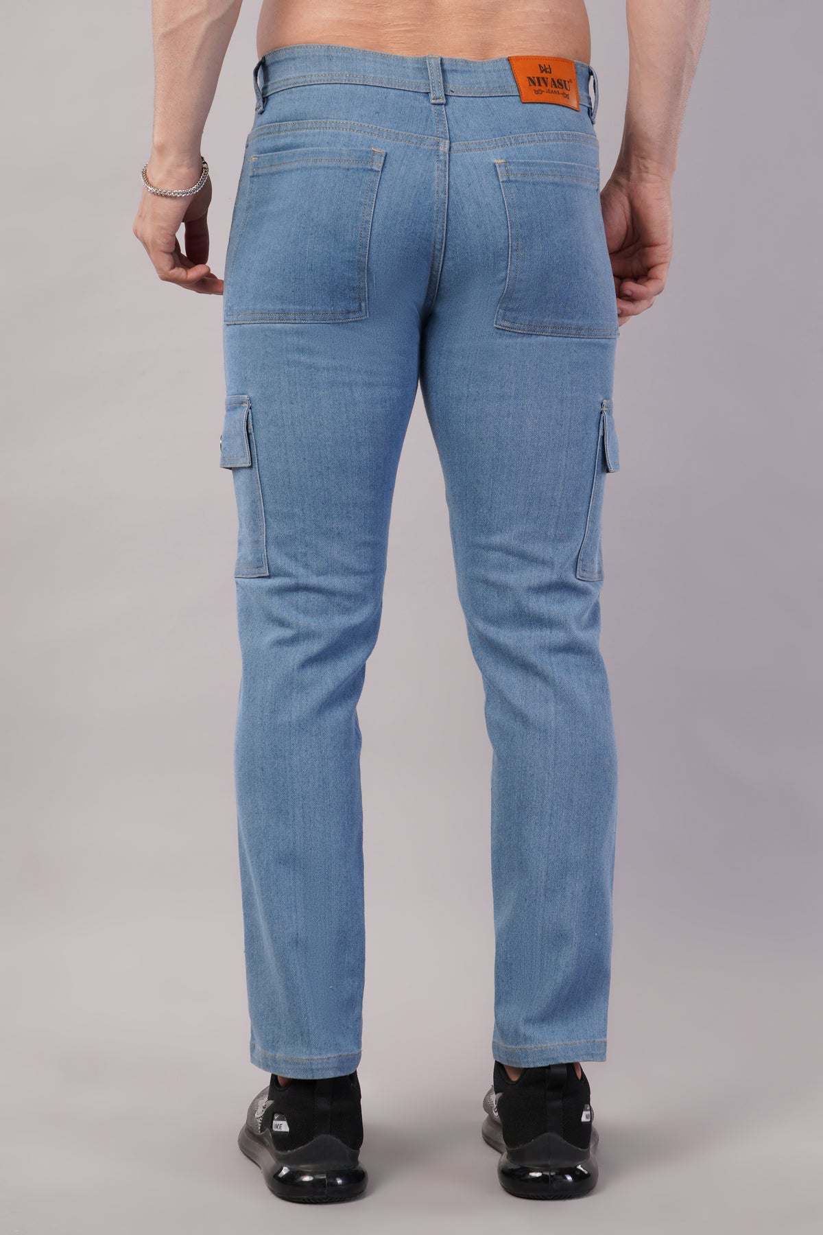 Men's Denim Cargo Jeans ( 6015_Ice_Blue )