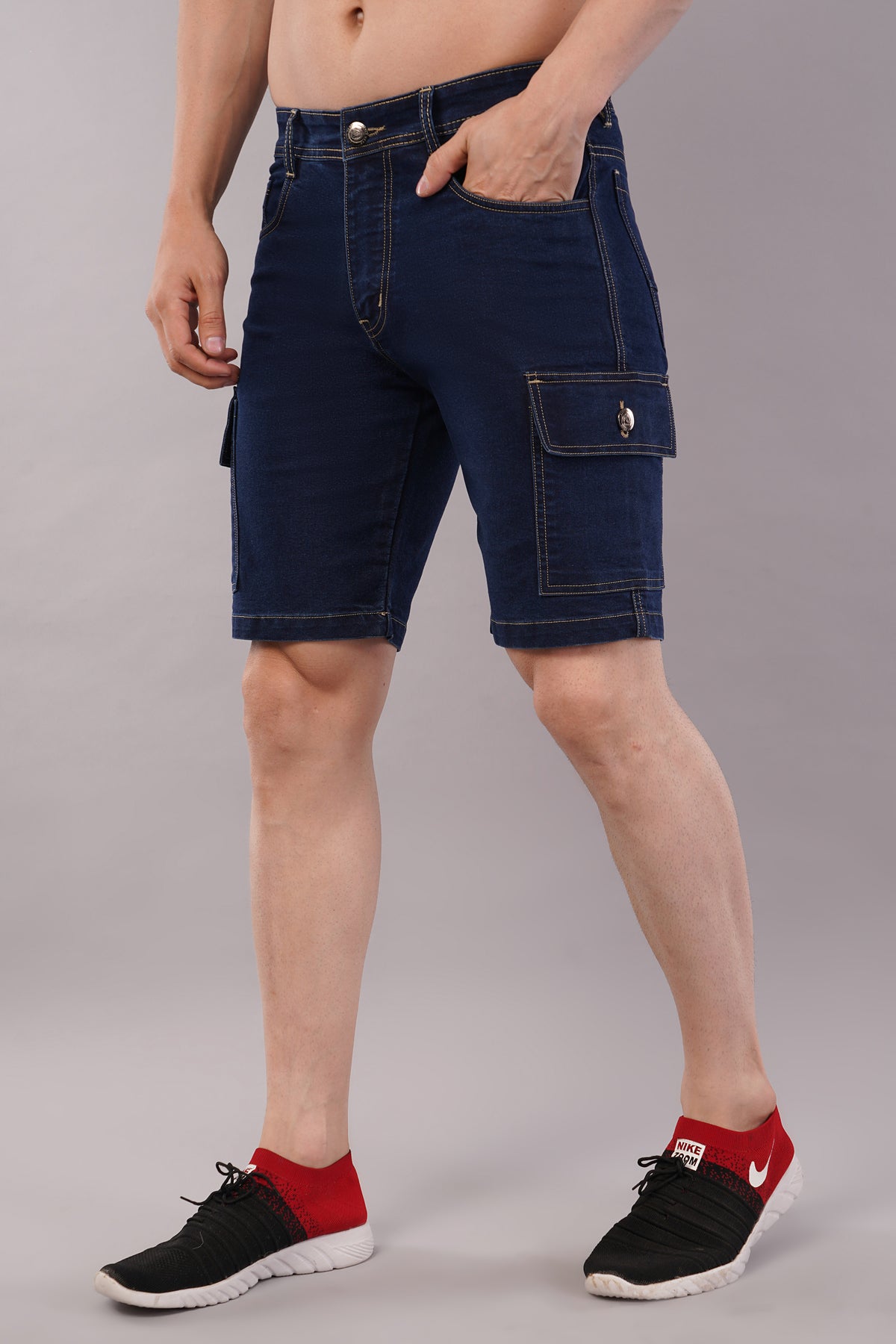 Men Denim Cargo Shorts (CS2017_D.blu)