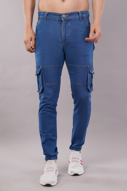Men's Denim Cargo Jeans ( 5003_Blue )