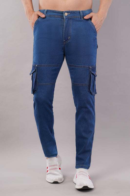 Men's Denim Cargo Jeans ( 6003_Bata-Blu )