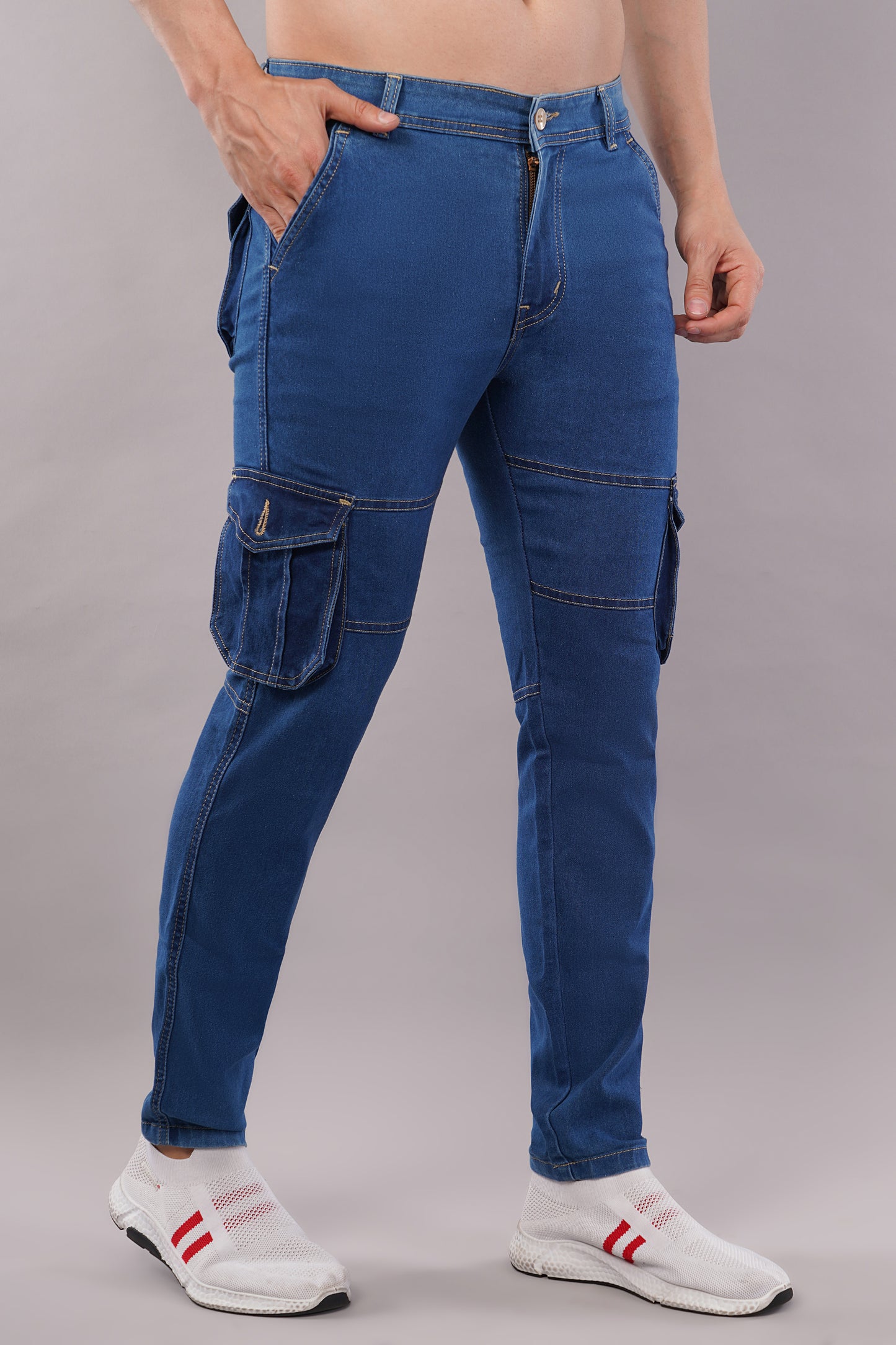 Men's Denim Cargo Jeans ( 6003_Bata-Blu )