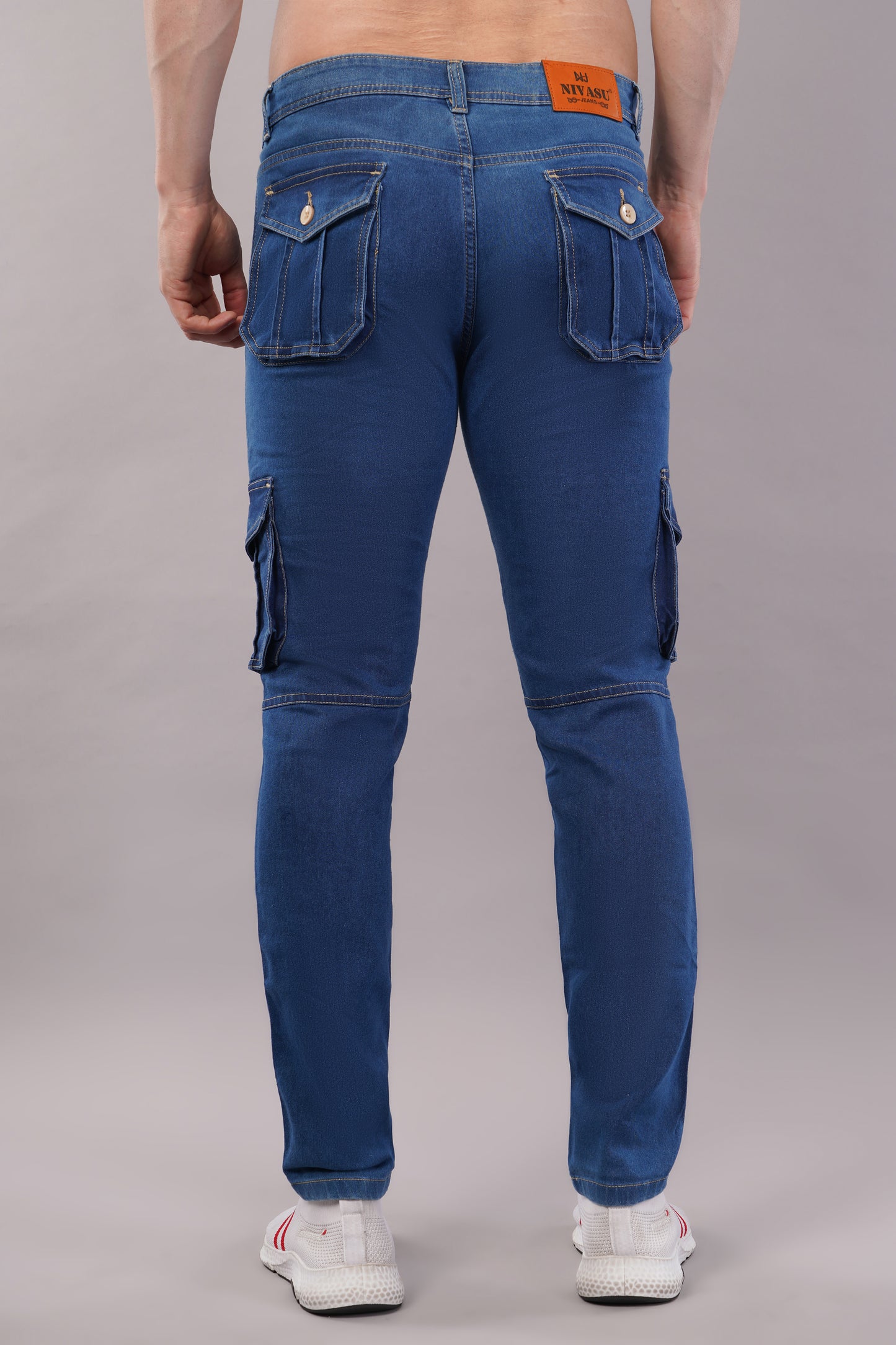 Men's Denim Cargo Jeans ( 6003_Bata-Blu )