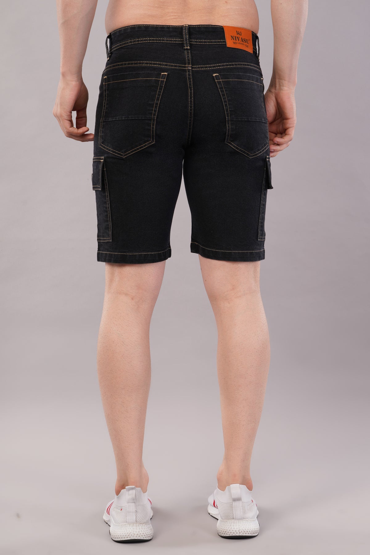 Men Denim Cargo Shorts (CS2019_Black)