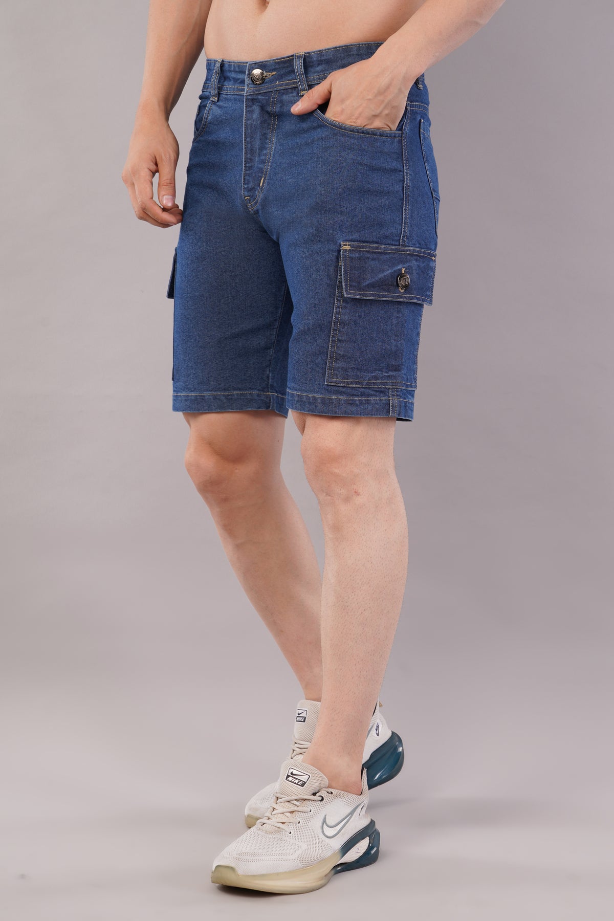 Men Denim Cargo Shorts (CS2018_B.blu)