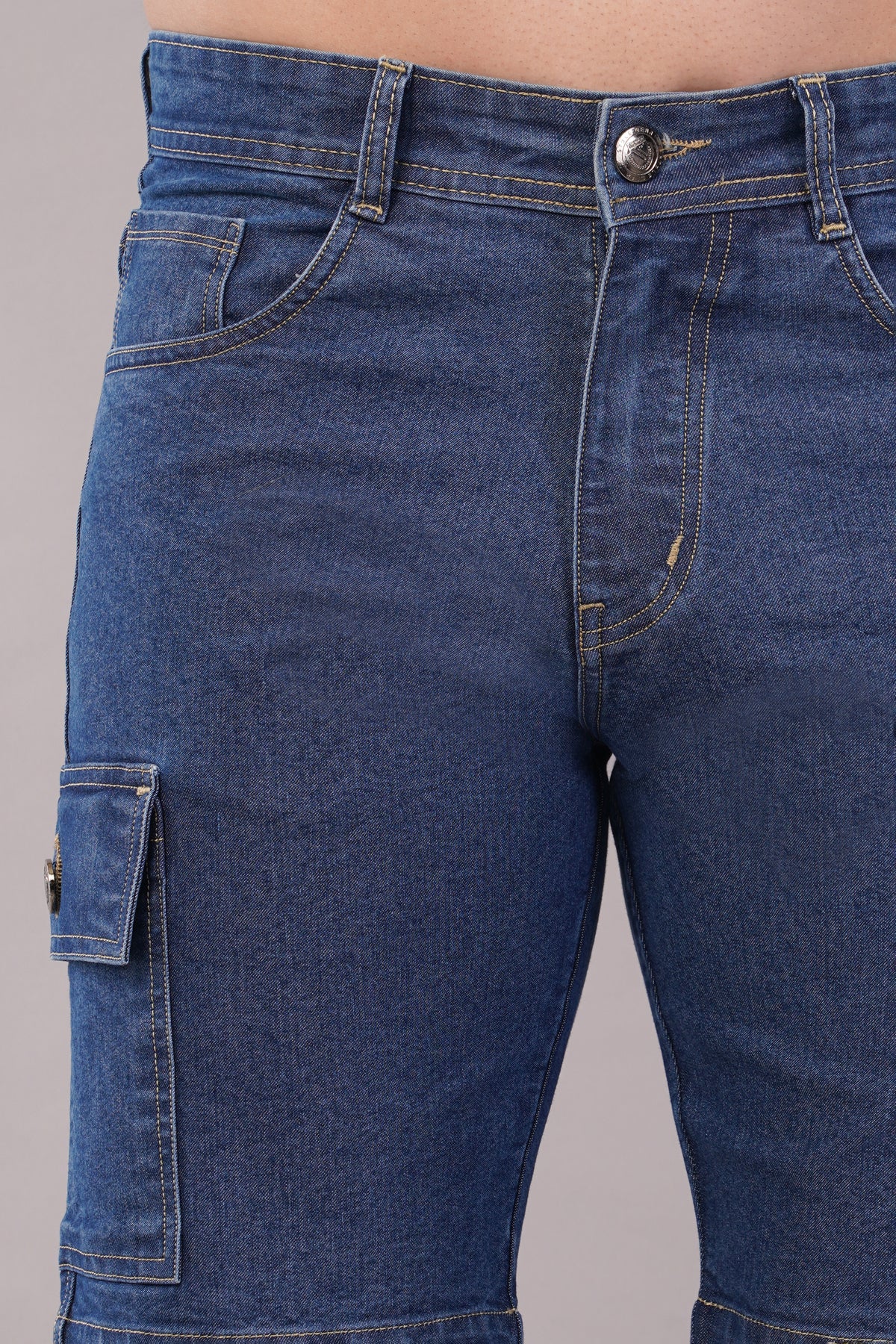 Men Denim Cargo Shorts (CS2018_B.blu)