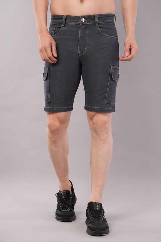 Men Denim Cargo Shorts (CS2020_GREY)