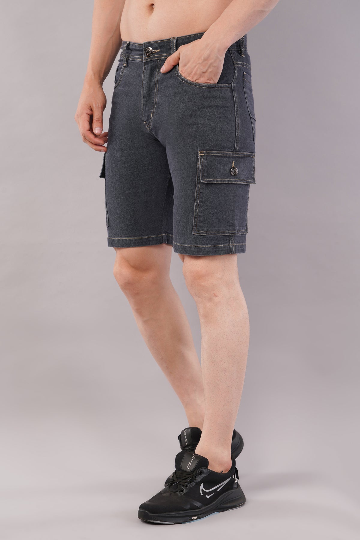 Men Denim Cargo Shorts (CS2020_GREY)