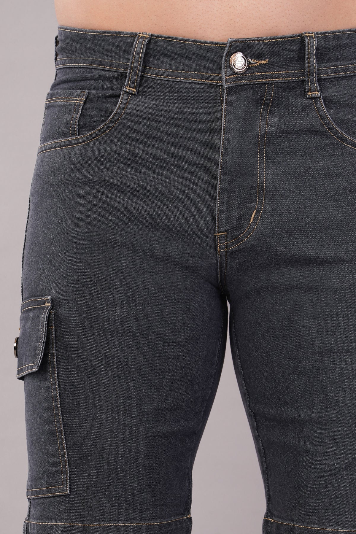 Men Denim Cargo Shorts (CS2020_GREY)