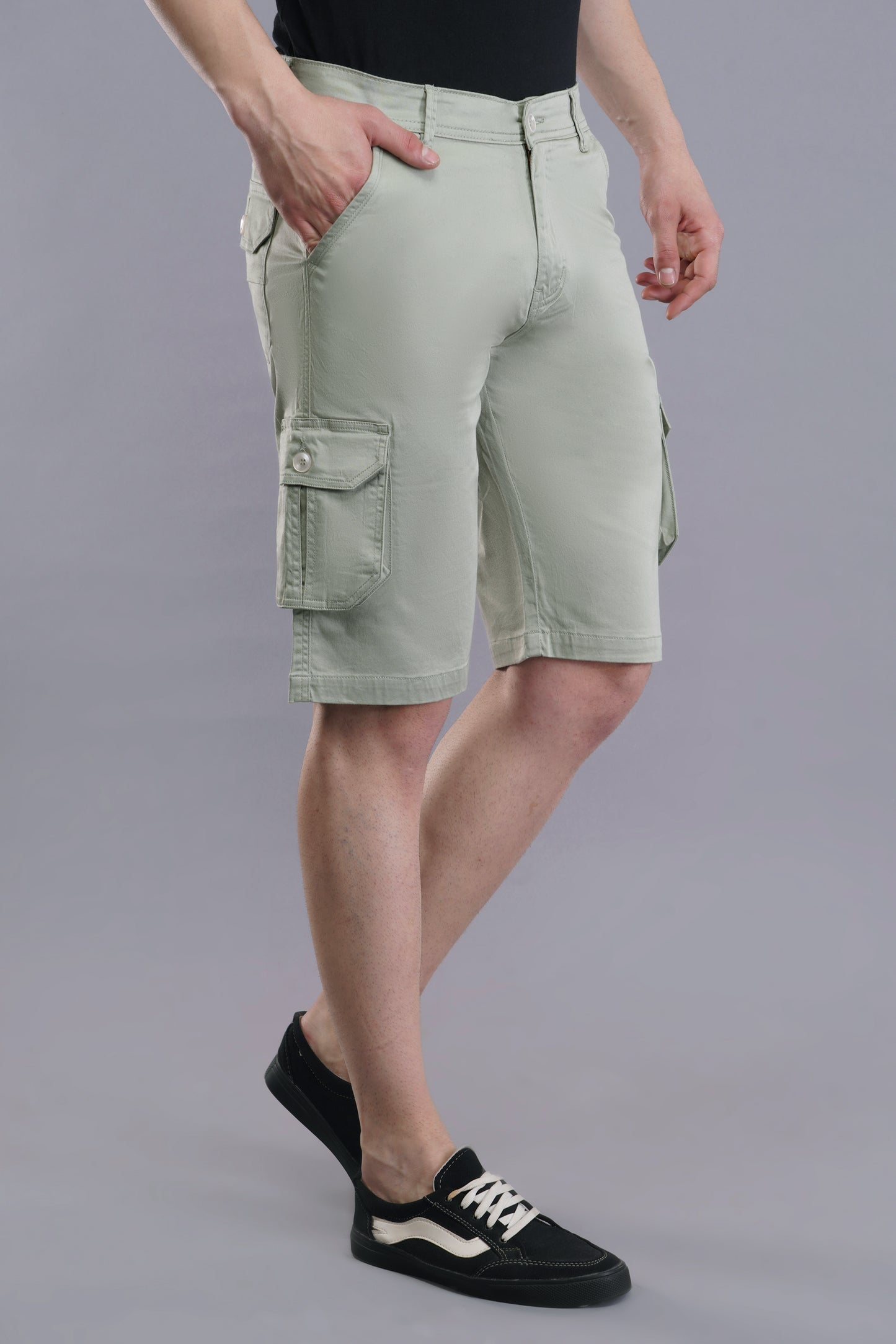 Men Cotton Cargo Shorts ( CCS_2023_LGT_GRN )
