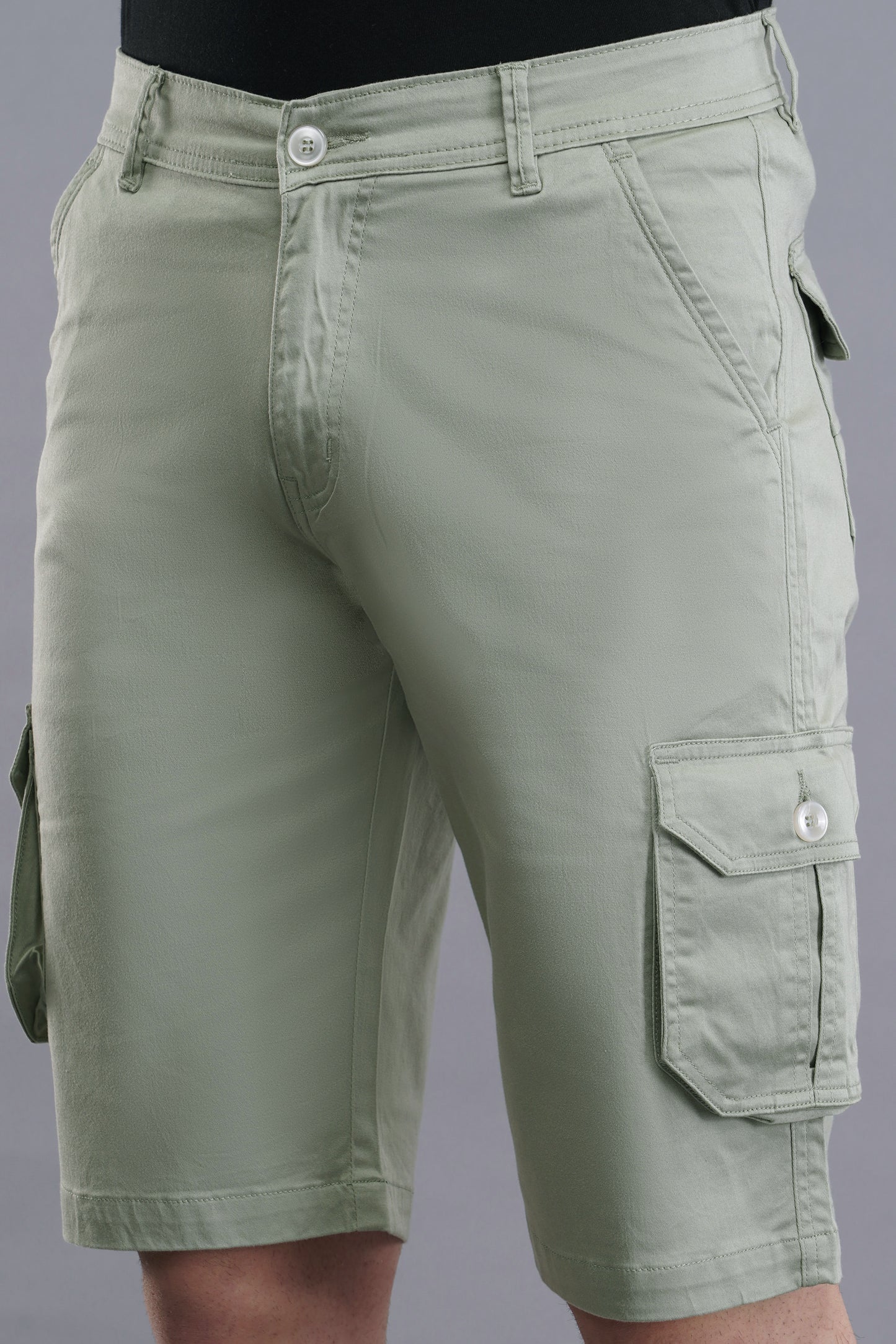 Men Cotton Cargo Shorts ( CCS_2023_LGT_GRN )