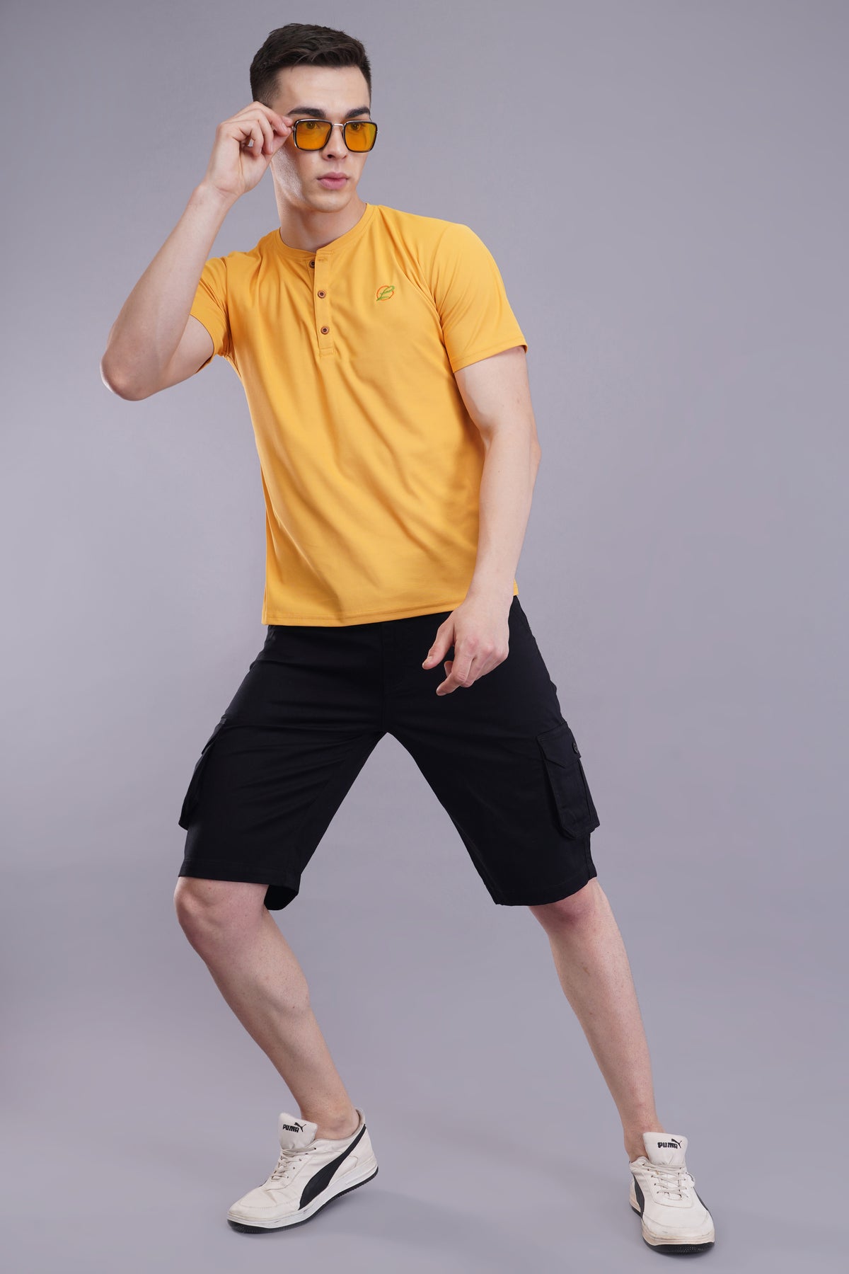 Men Cotton Cargo Shorts ( CCS_2025_Black )