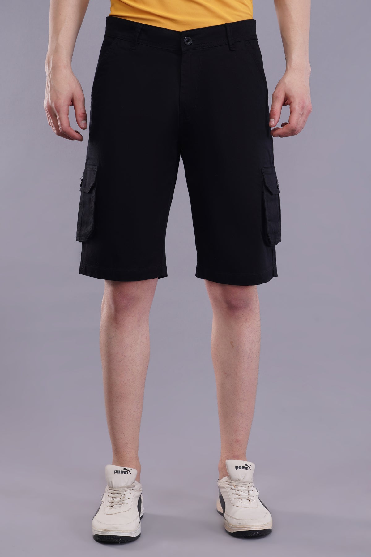 Men Cotton Cargo Shorts ( CCS_2025_Black )