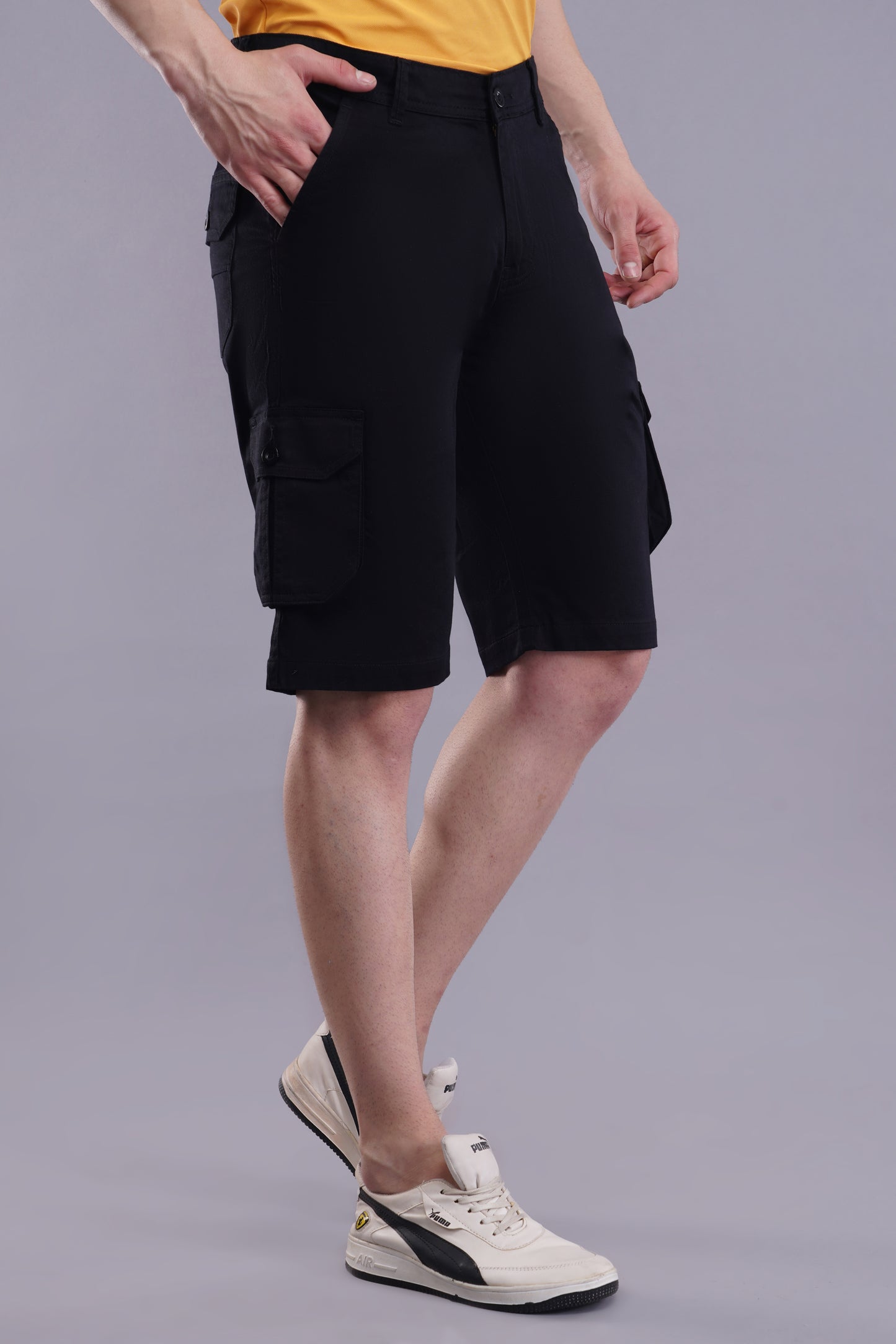 Men Cotton Cargo Shorts ( CCS_2025_Black )
