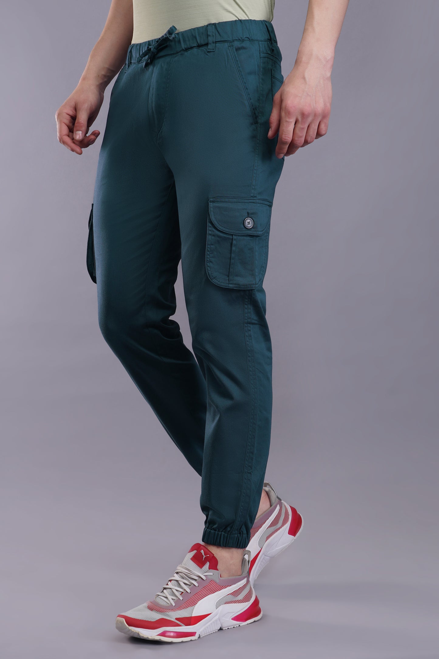 Men's Cotton Cargo Jogger ( 9007_CJ_Greenish_Blu )