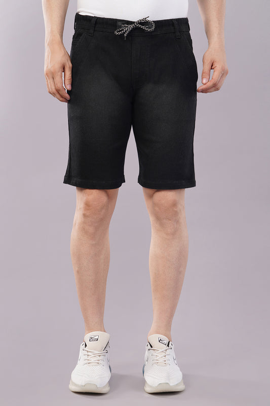 Men Denim Shorts with Drawstring Closure