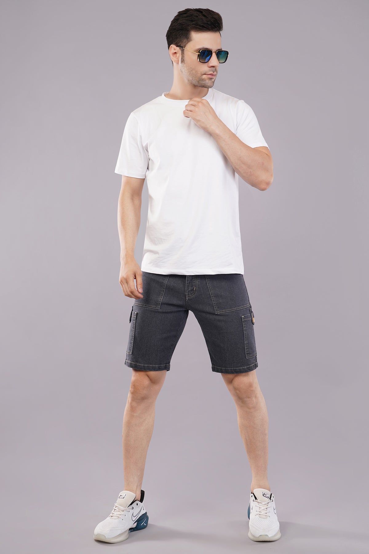 Men Denim Cargo Shorts