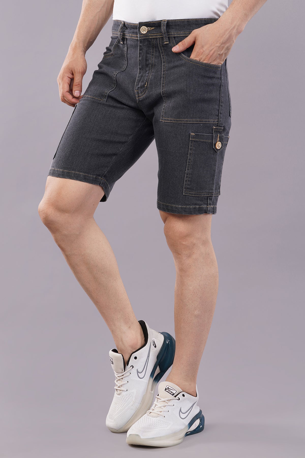 Men Denim Cargo Shorts