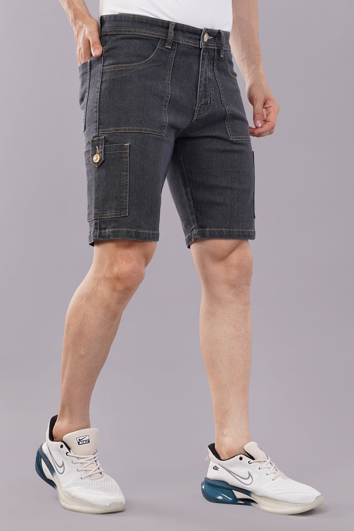 Men Denim Cargo Shorts
