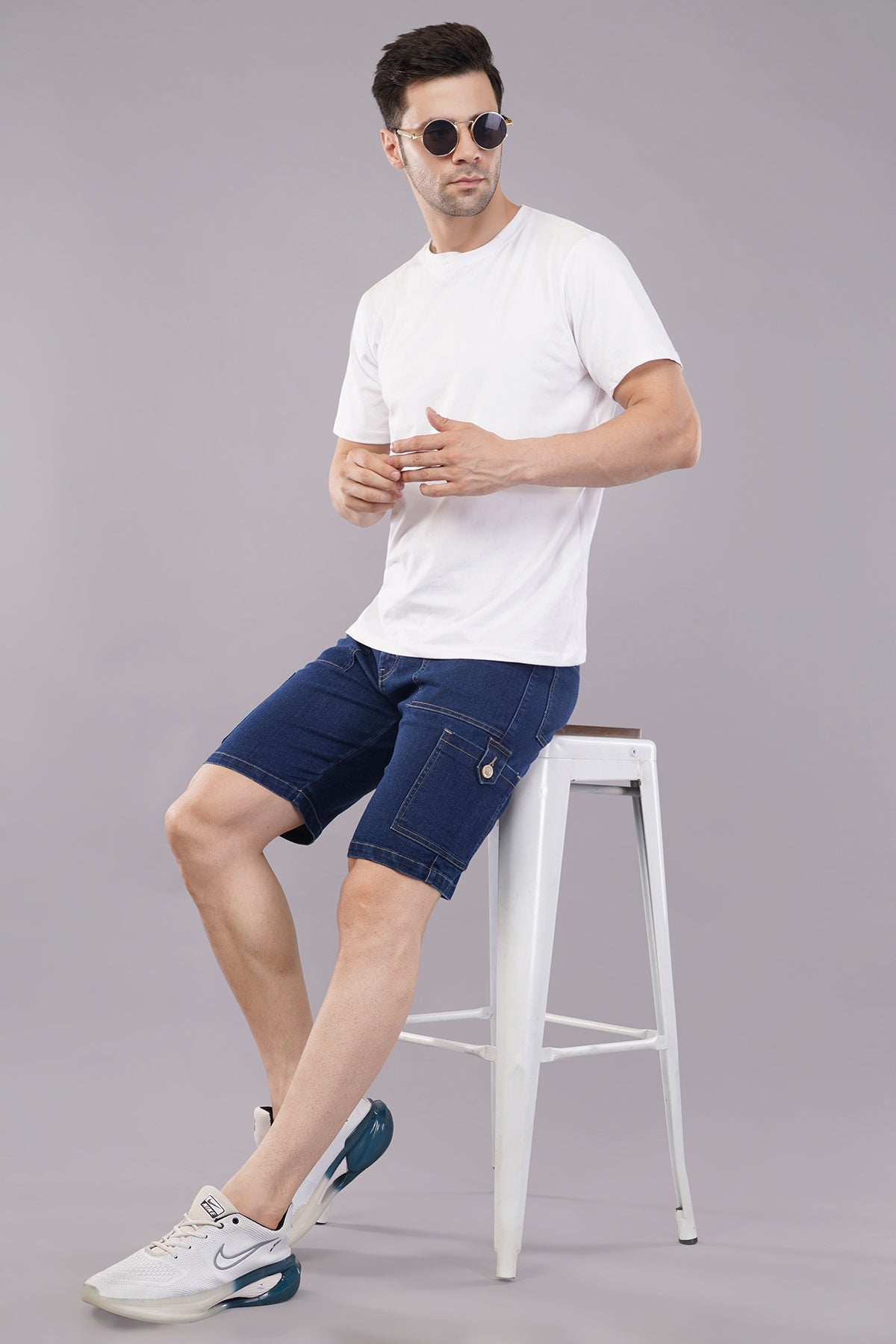 Men Denim Cargo Shorts