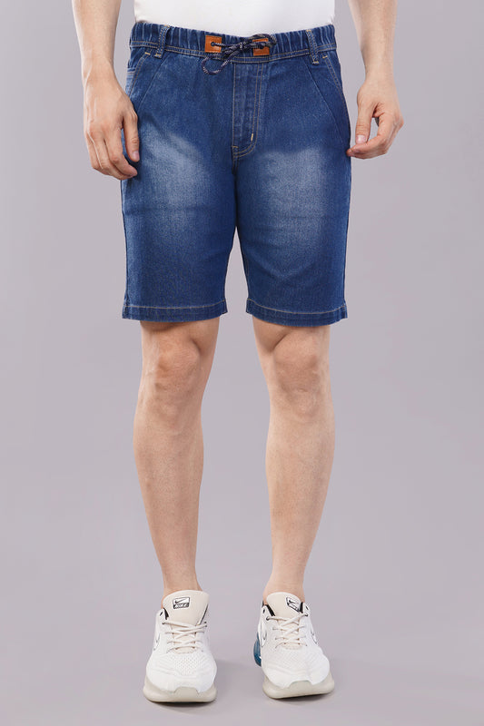 Men Denim Shorts with Drawstring Closure
