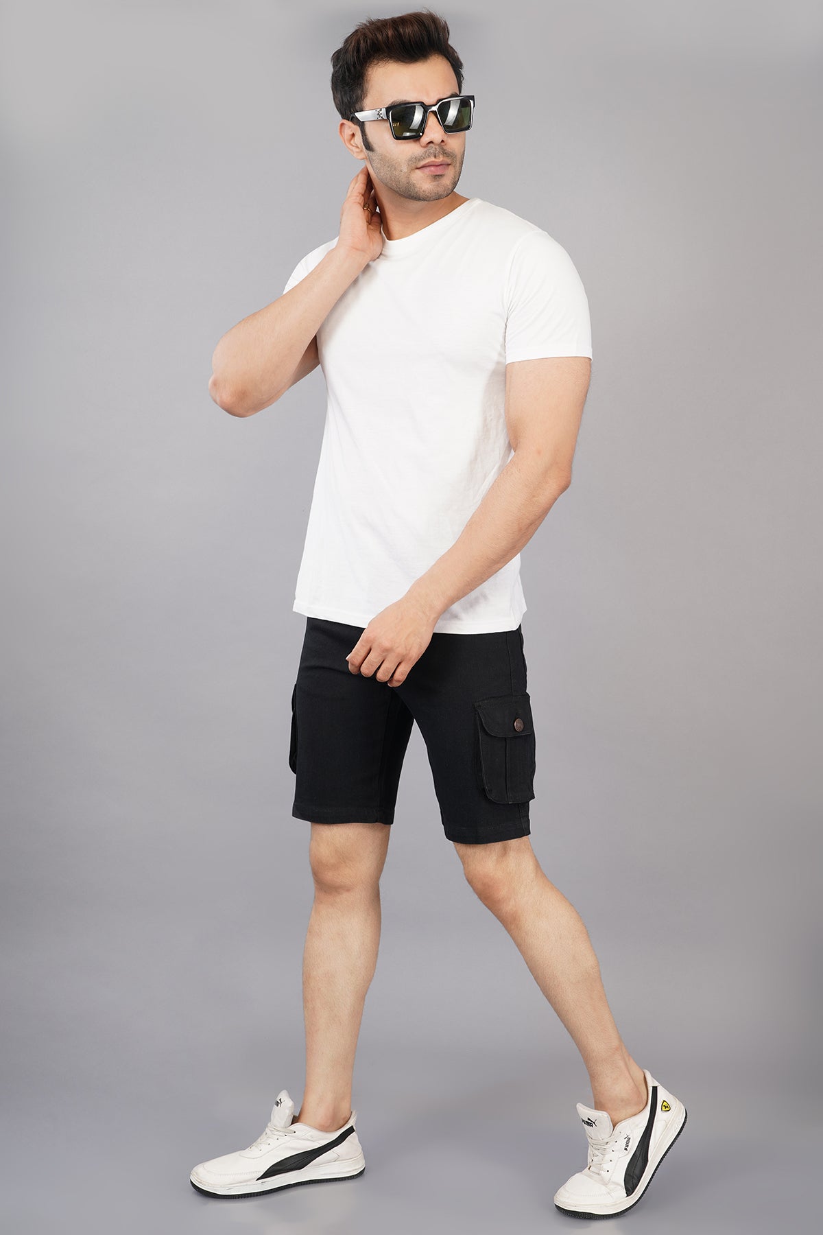 Men Denim Cargo Shorts