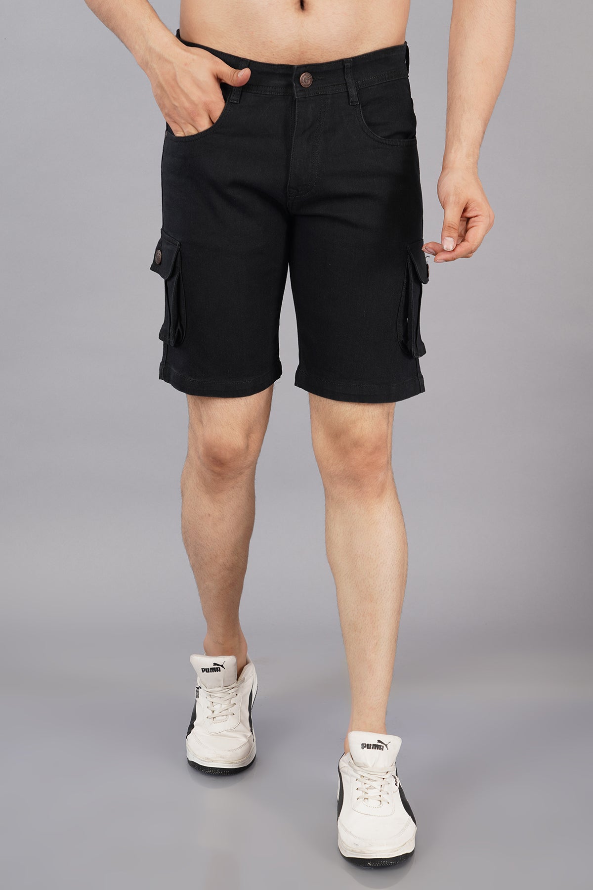 Men Denim Cargo Shorts