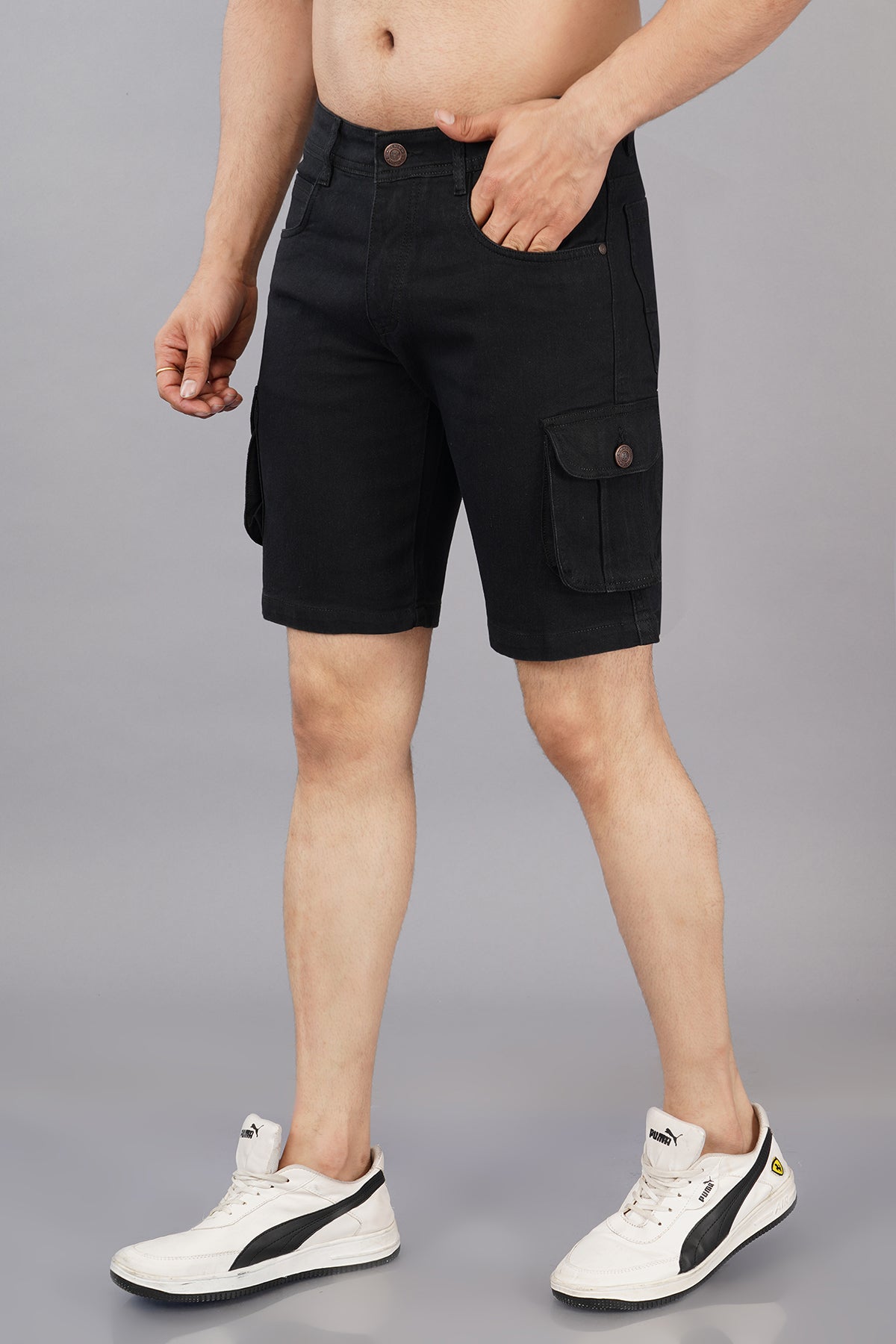 Men Denim Cargo Shorts