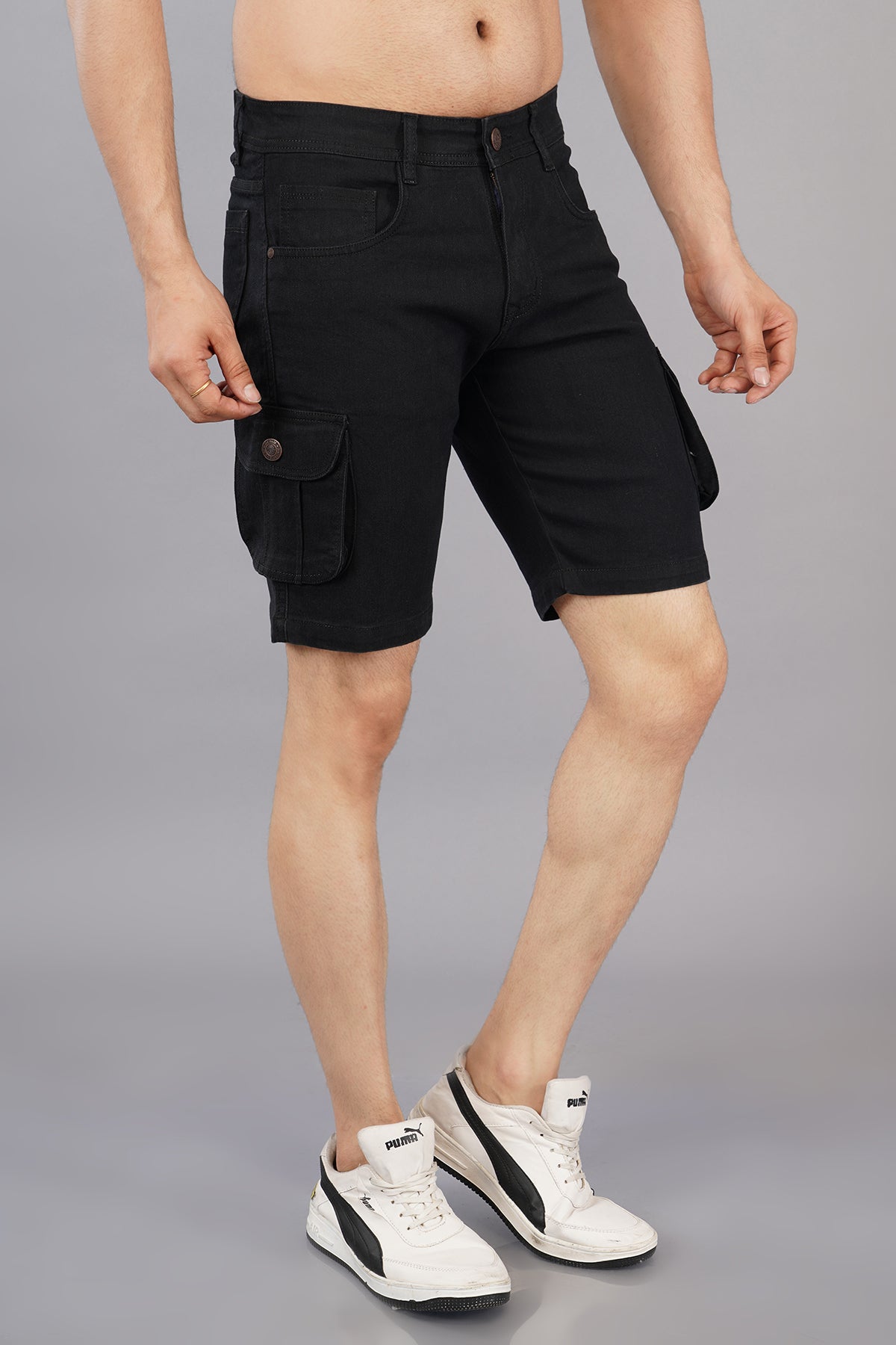 Men Denim Cargo Shorts