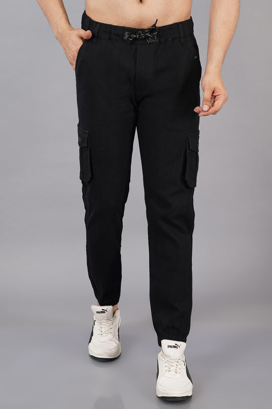Men's Denim Cargo Jogger ( 3011_Black)