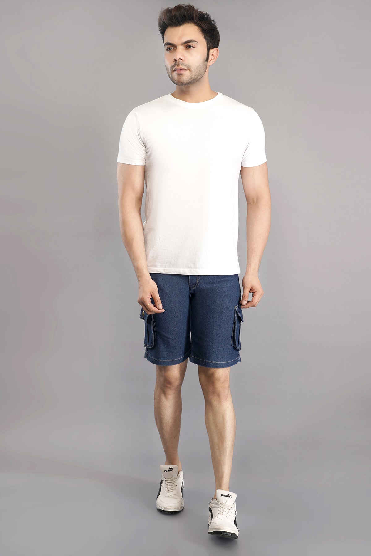 Men Denim Cargo Shorts