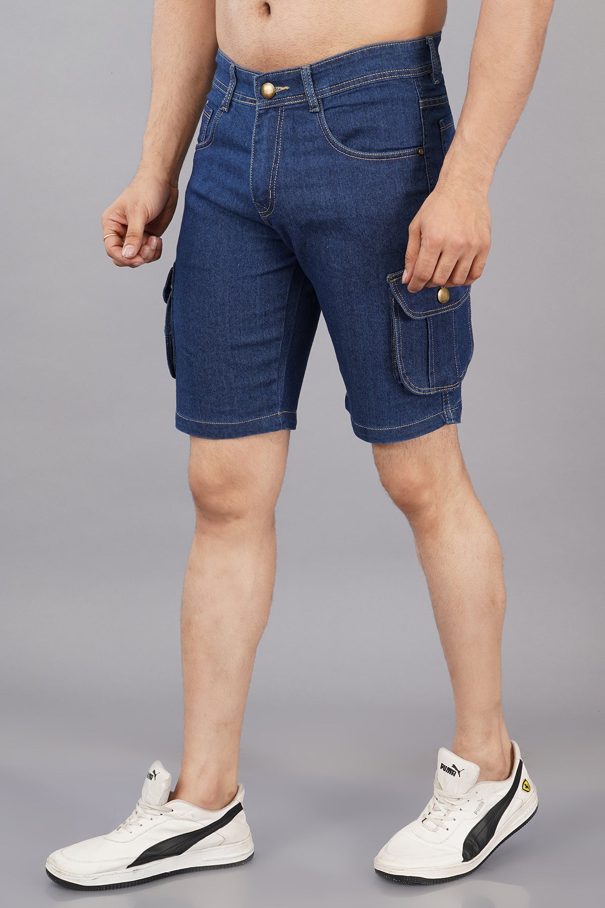 Men Denim Cargo Shorts