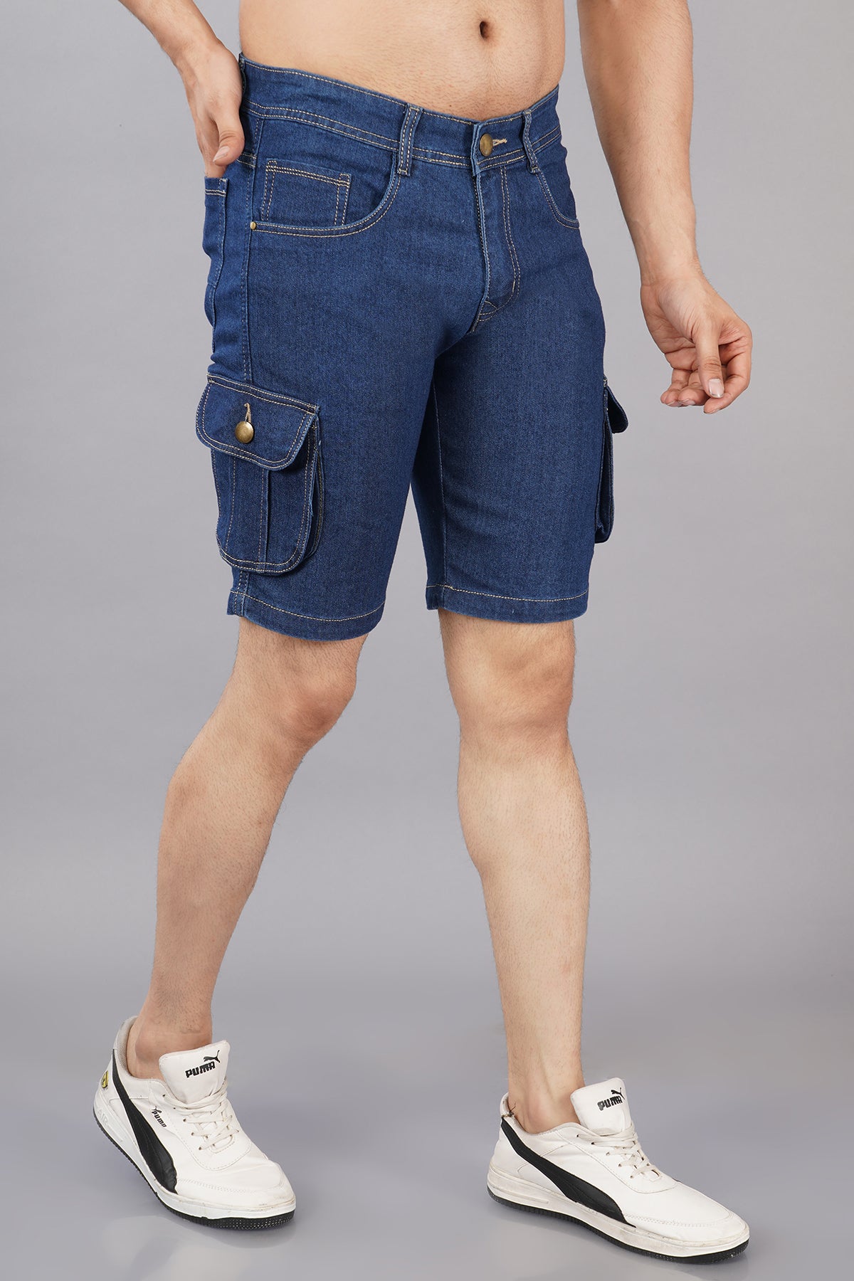 Men Denim Cargo Shorts
