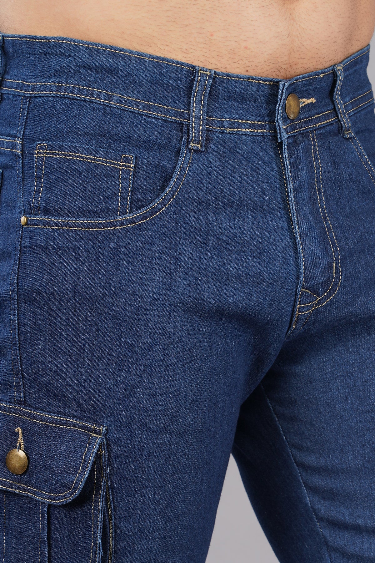 Men Denim Cargo Shorts