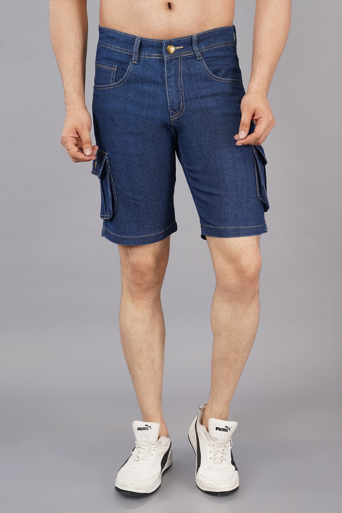 Men Denim Cargo Shorts