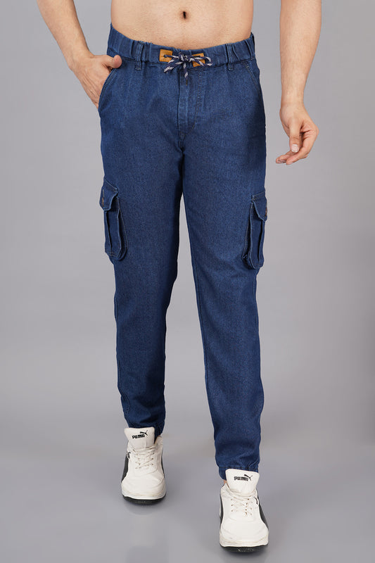 Men's Denim Cargo Jogger ( 3013_Dark-Blu)