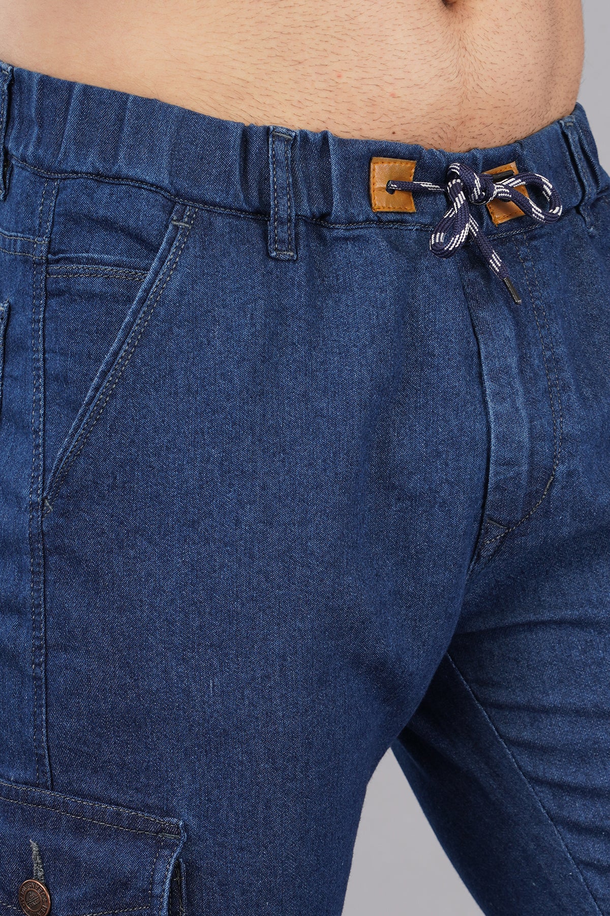 Men's Denim Cargo Jogger ( 3013_Dark-Blu)