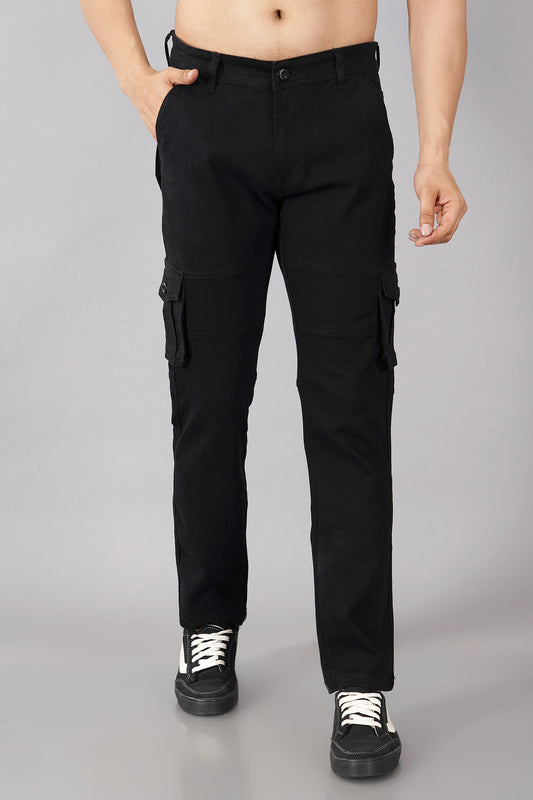 Men's Denim Cargo Jeans ( 6001_Black )