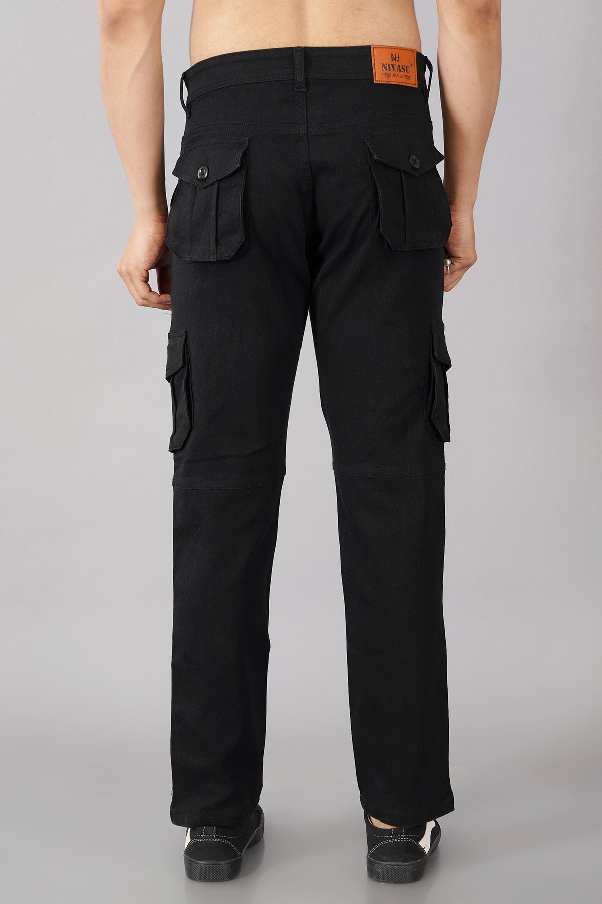 Men's Denim Cargo Jeans ( 6001_Black )