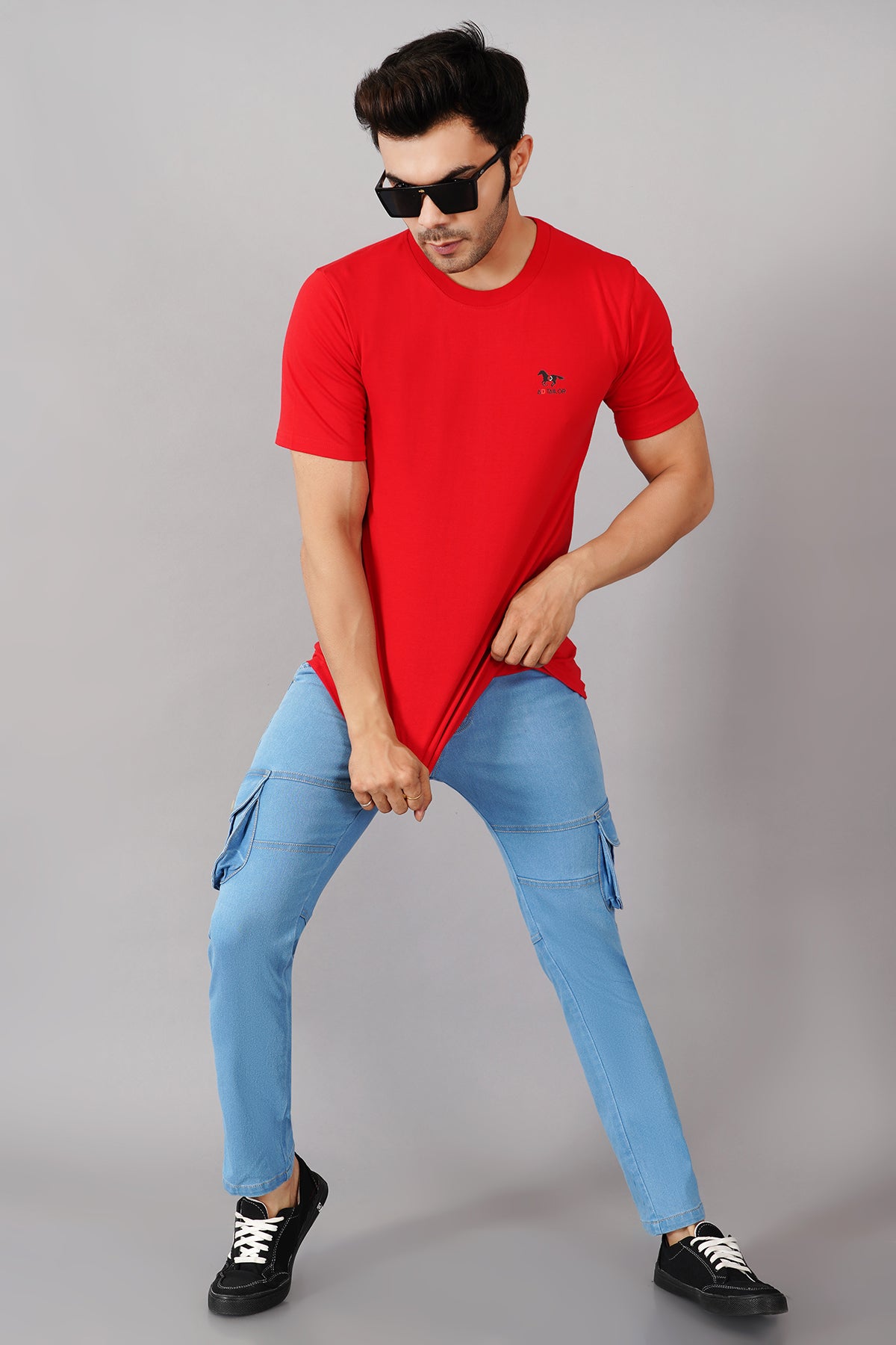 Men's Denim Cargo Jeans ( 6004_Ice_Blu )