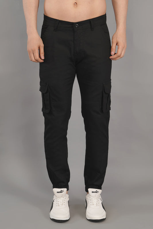 Men's Denim Cargo Jeans ( 4004_Black)