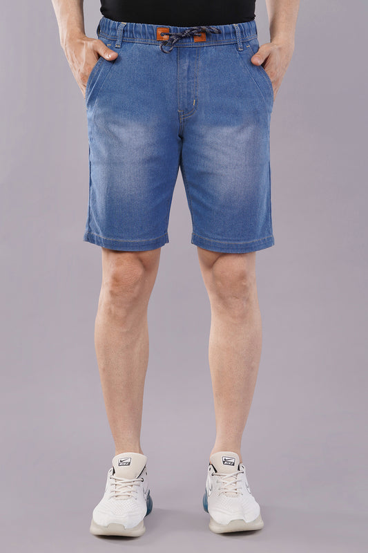Men Denim Shorts with Drawstring Closure