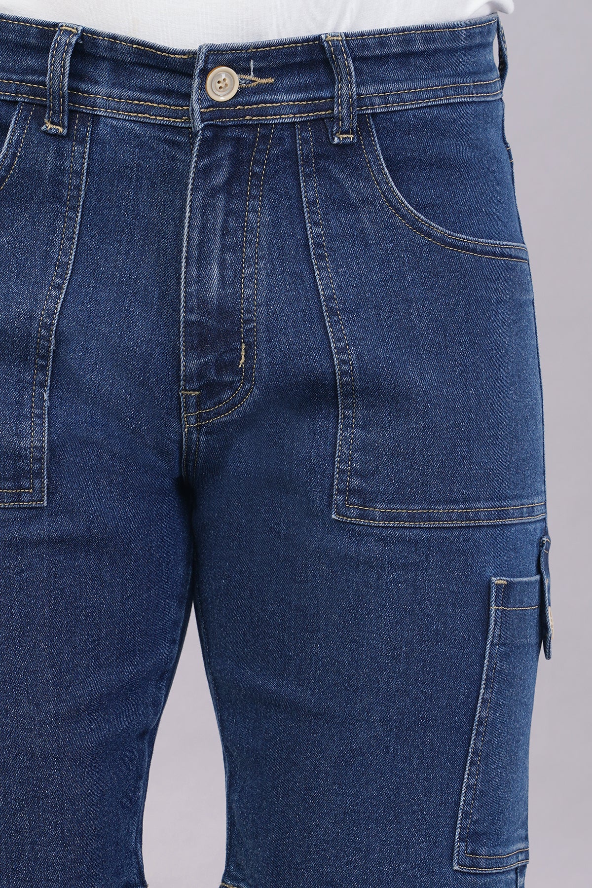 Men Denim Cargo Shorts