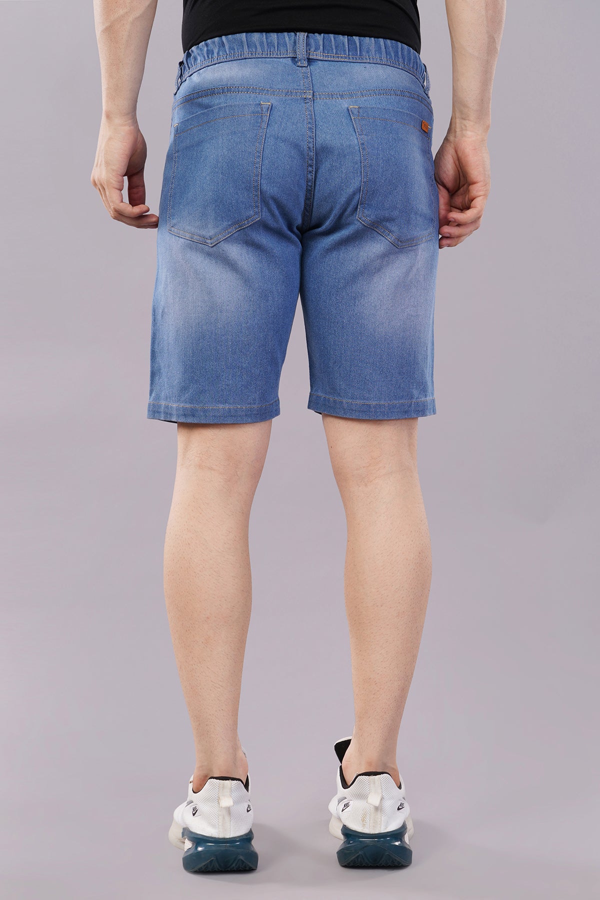 Men Denim Shorts with Drawstring Closure