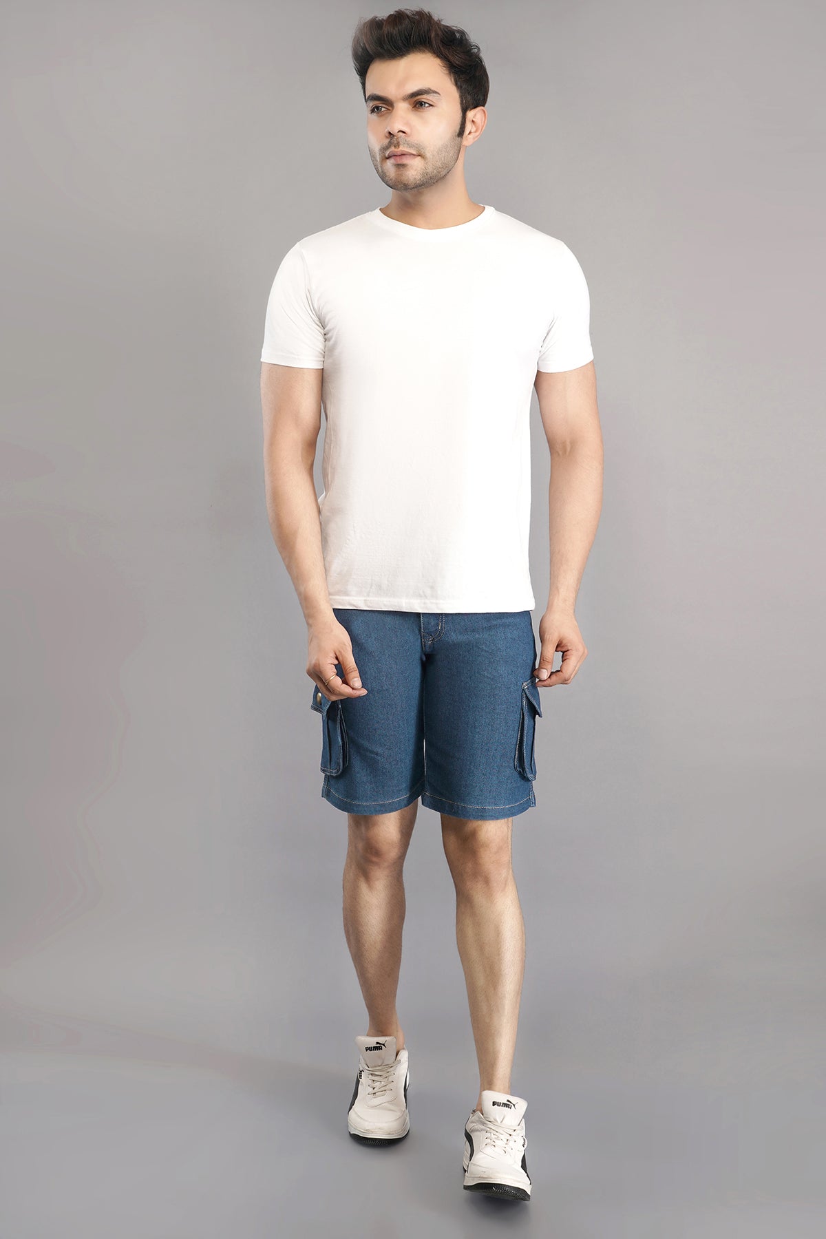 Men Denim Cargo Shorts
