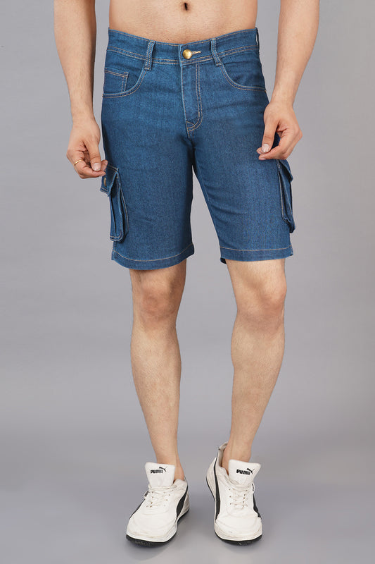 Men Denim Cargo Shorts